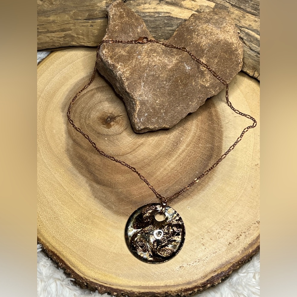 Sparkling copper glass art pendant